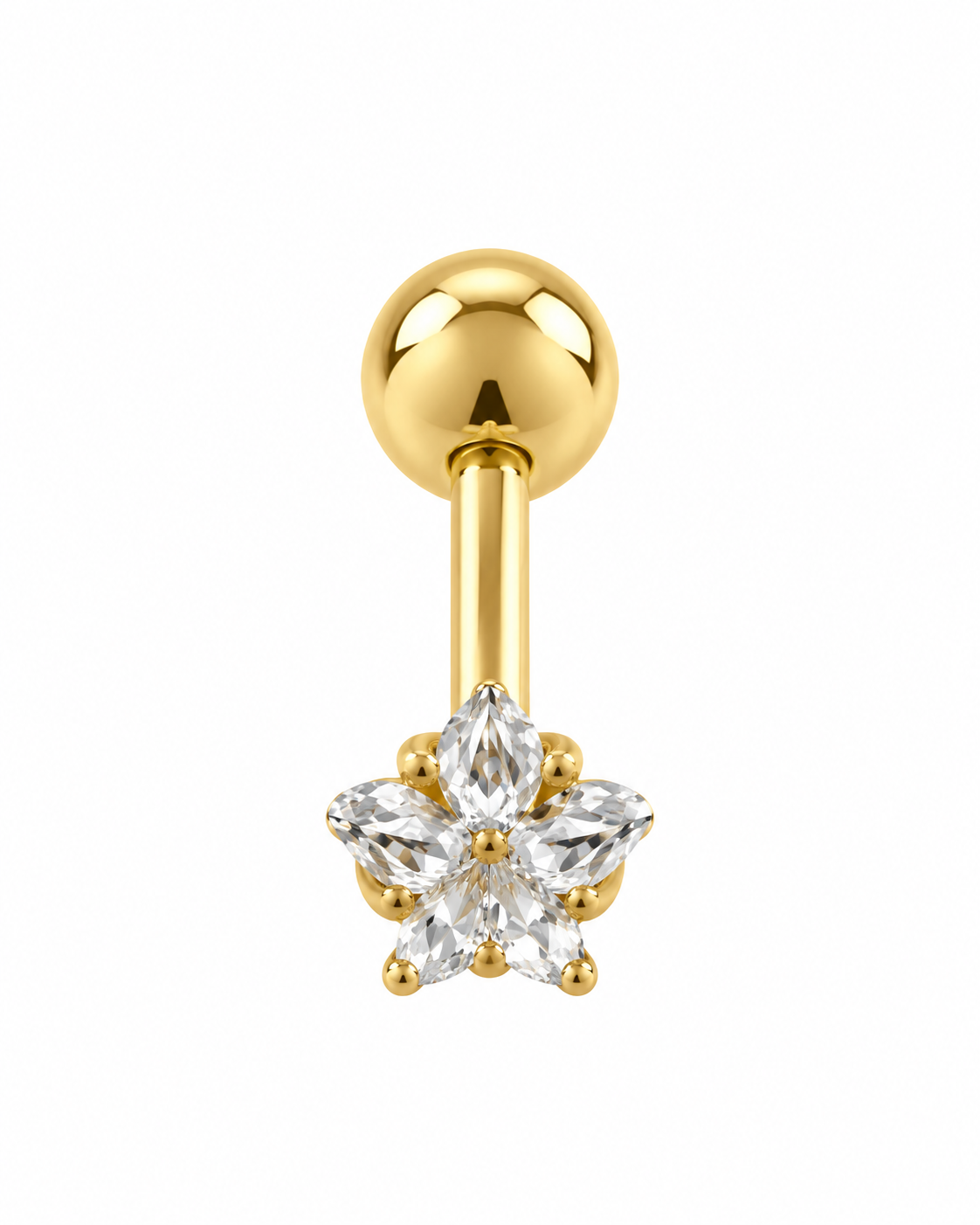 Piercing Ponto de Luz Estrela Dourado ou Prateado