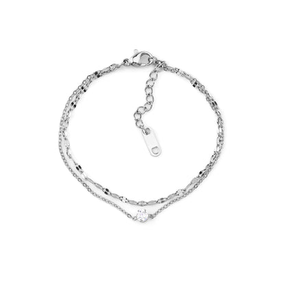 Pulseira Dupla com Brilhante Dourado ou Prateado