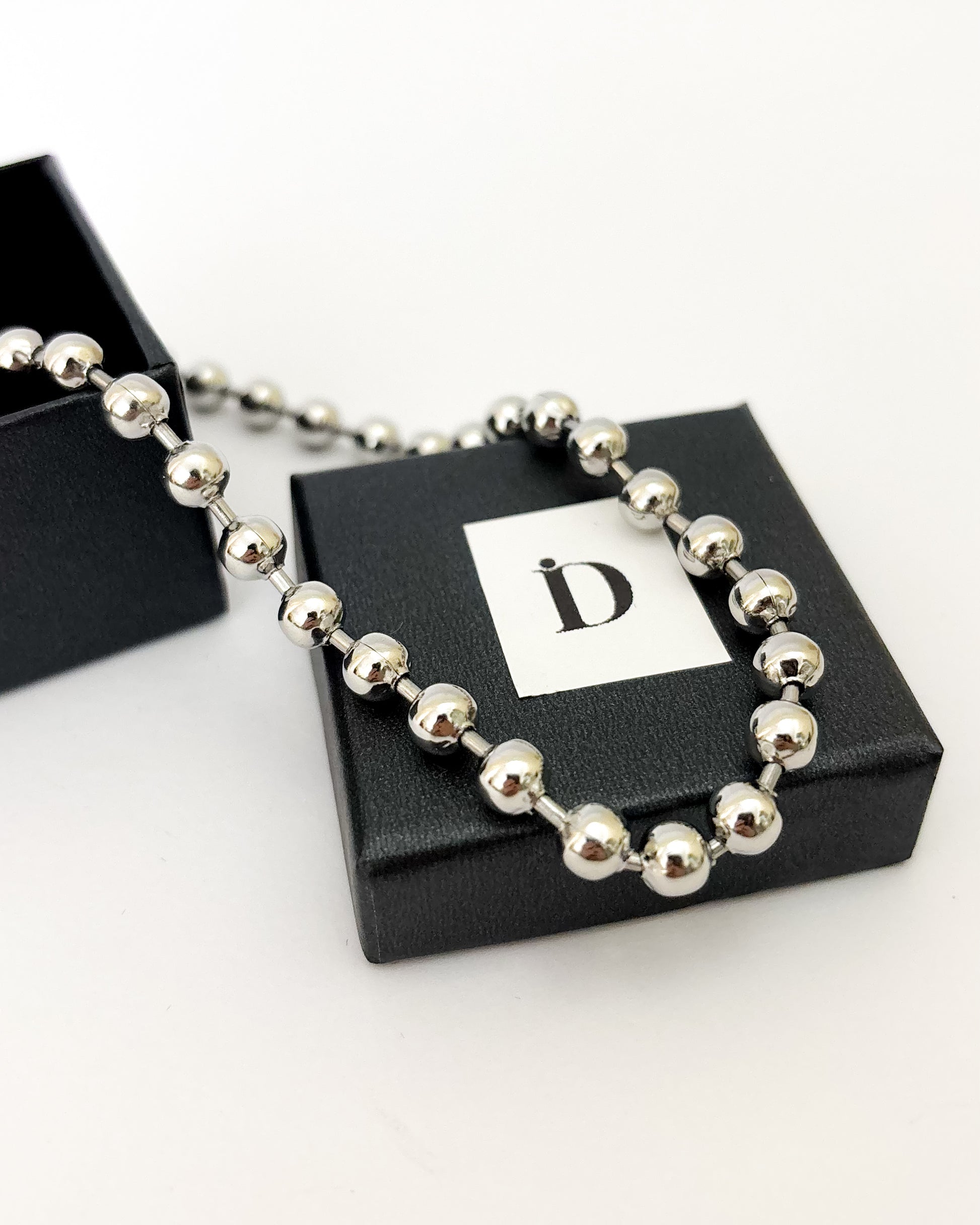 colar bolinhas prateado aço inox 316l