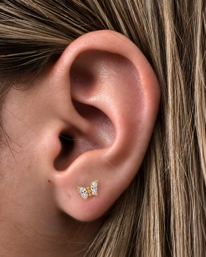 Piercing Borboleta Dourado ou Prateado
