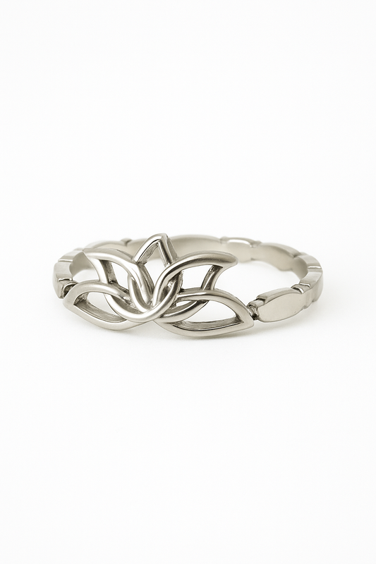 Anel Flor de Lotus Numerado | Prateado | Aço Inoxidável