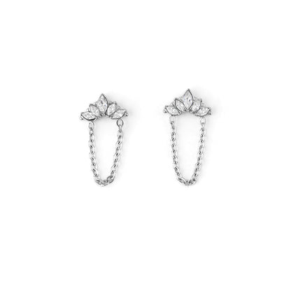 Brincos Brilhantes e Corrente Dourado ou Prateado