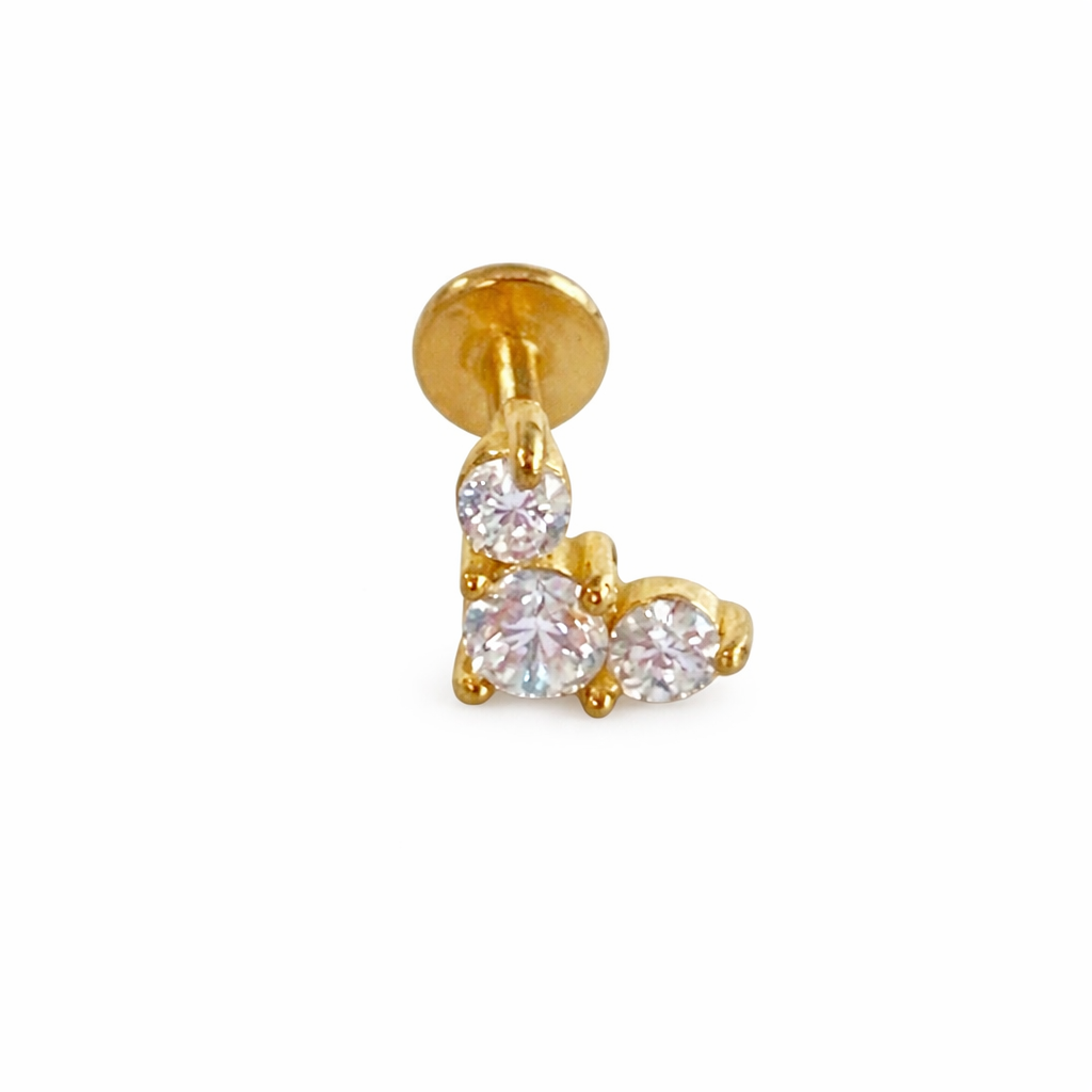 Piercing Brilhantes Coração Dourado ou Prateado