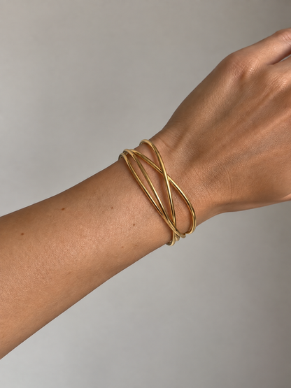 Pulseira Rígida Arame Dourado ou Prateado