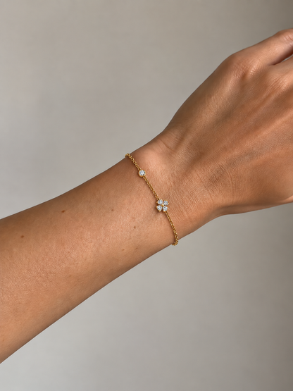 Pulseira Trevo Brilhante Dourado ou Prateado