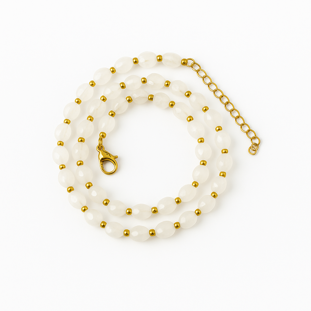 Colar Bubbles | Rosa ou Branco e Dourado | Aço Inoxidável