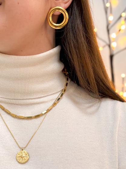 brincos círculo dourado aço inox 316l