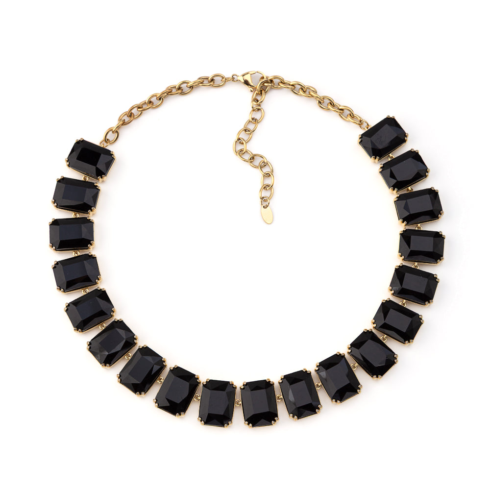 Colar Brilhantes Maxi Branco Vermelho ou Preto