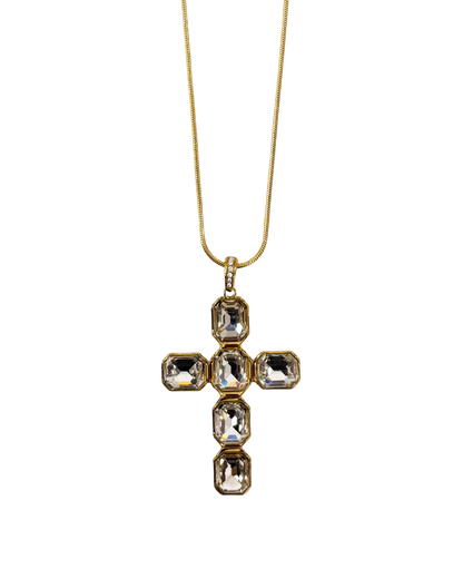 colar cruz dourado aço inox 316l