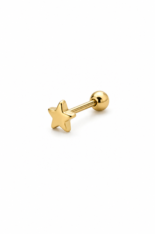 Piercing Estrela Simples Dourado ou Prateado
