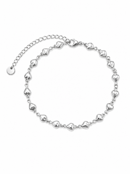 Pulseira de Pé Corações Dourado ou Prateado