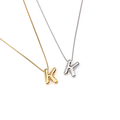 colar inicial bubble dourado aço inox 316l
Colar com letra K
colar inicial bubble prateado aço inoxidável