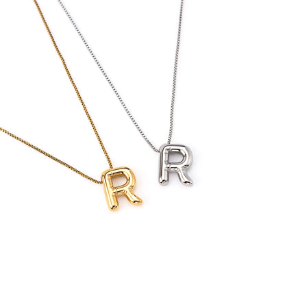 colar inicial bubble dourado aço inox 316l
Colar com letra R
colar inicial bubble prateado aço inoxidável