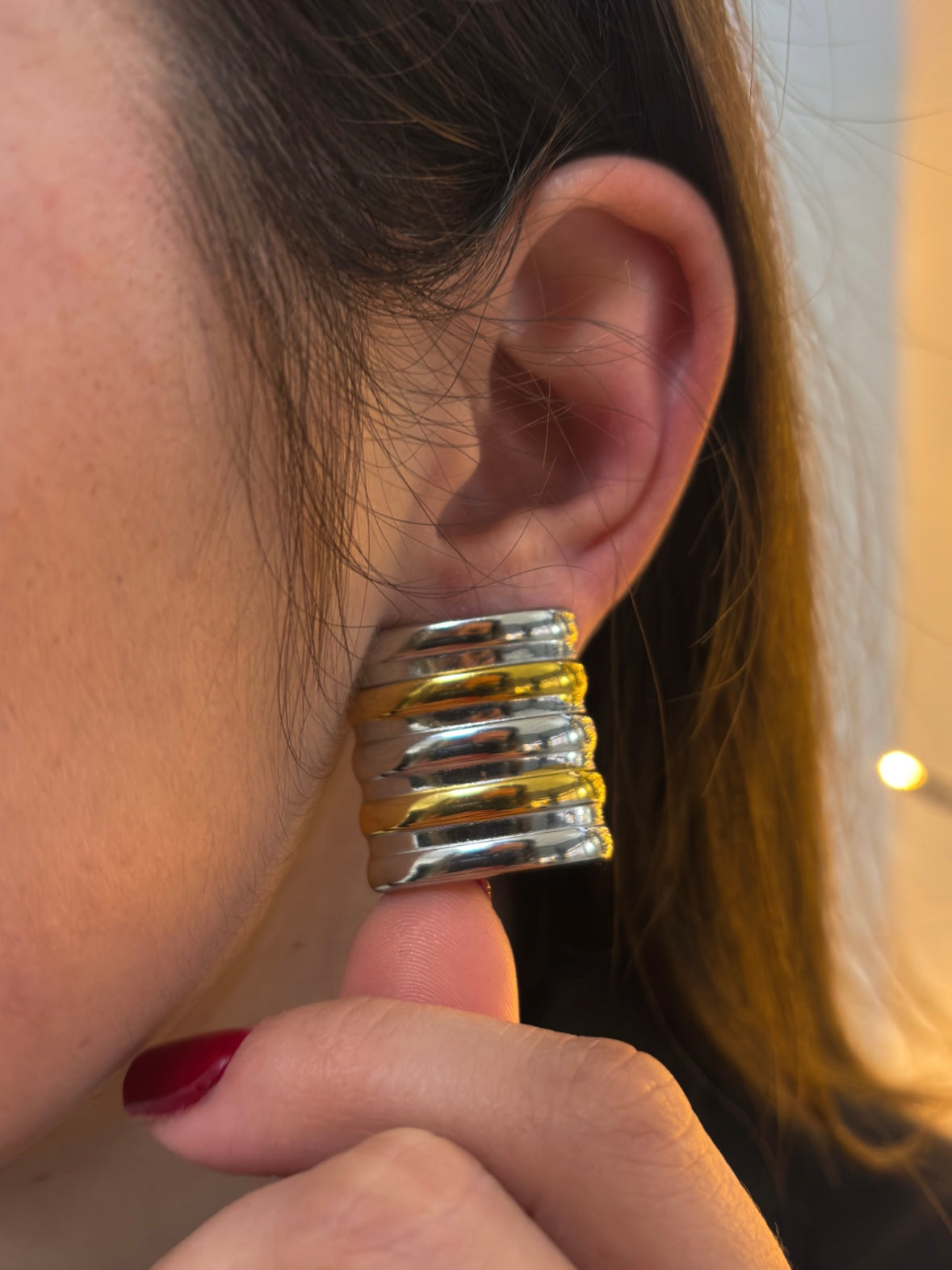 Brincos Two Tone Dourado/Prateado