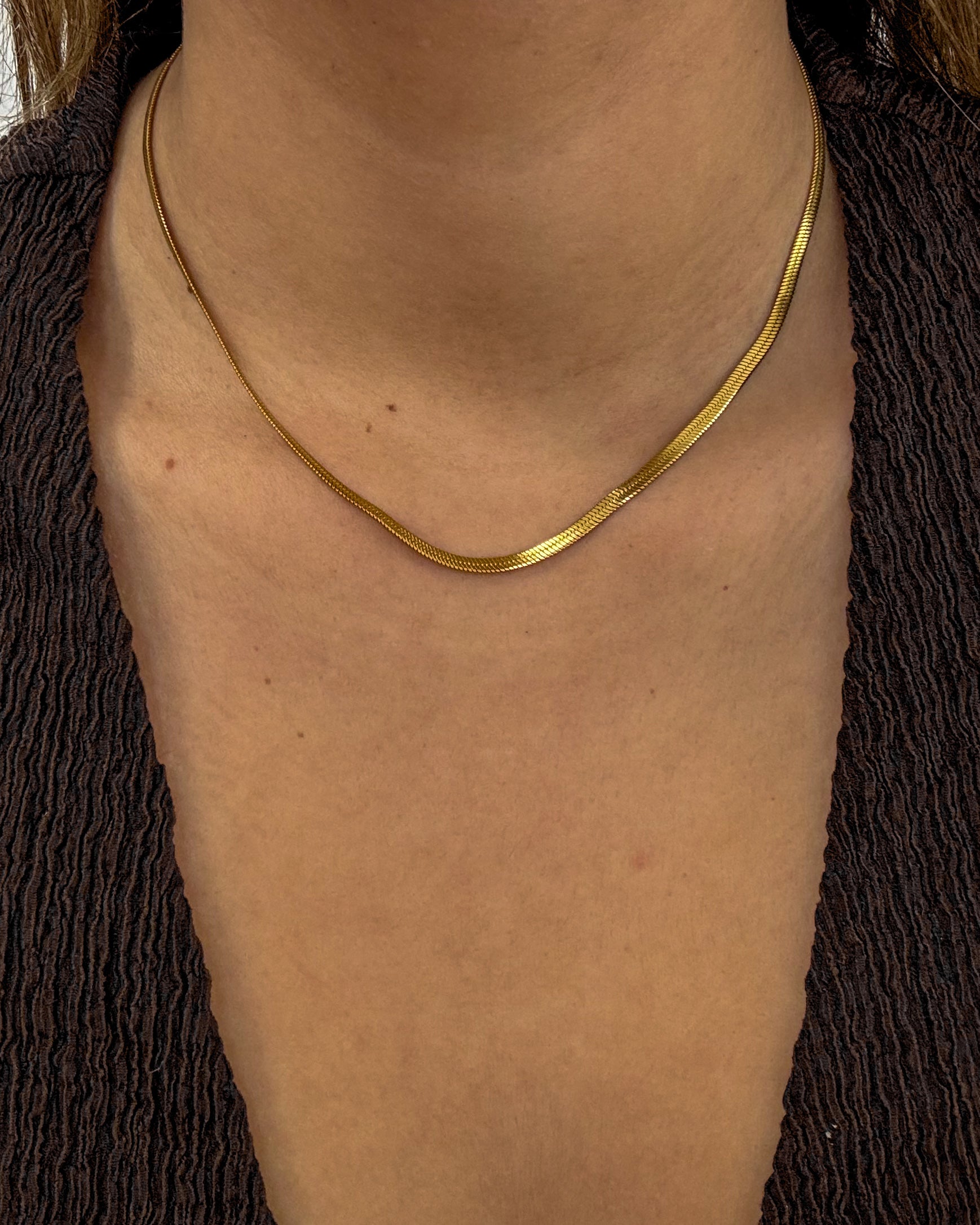 colar malha snake dourado aço inox 316l