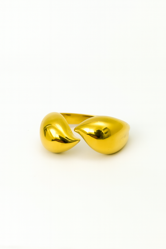 Anel Gotas Numerado | Dourado | Aço Inoxidável