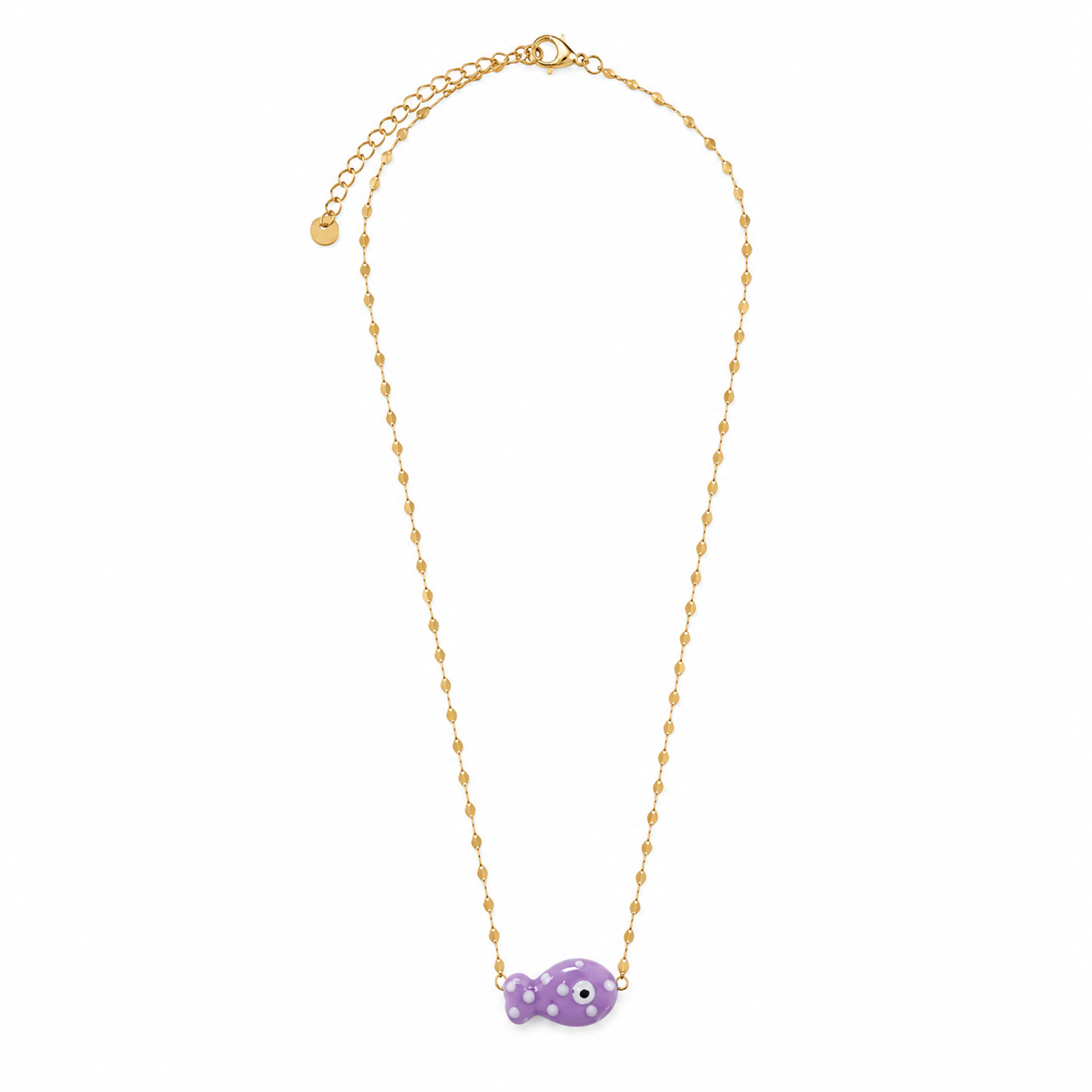 Colar Peixe Roxo Dourado