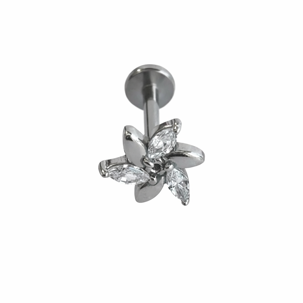 Piercing Flor Dourado ou Prateado