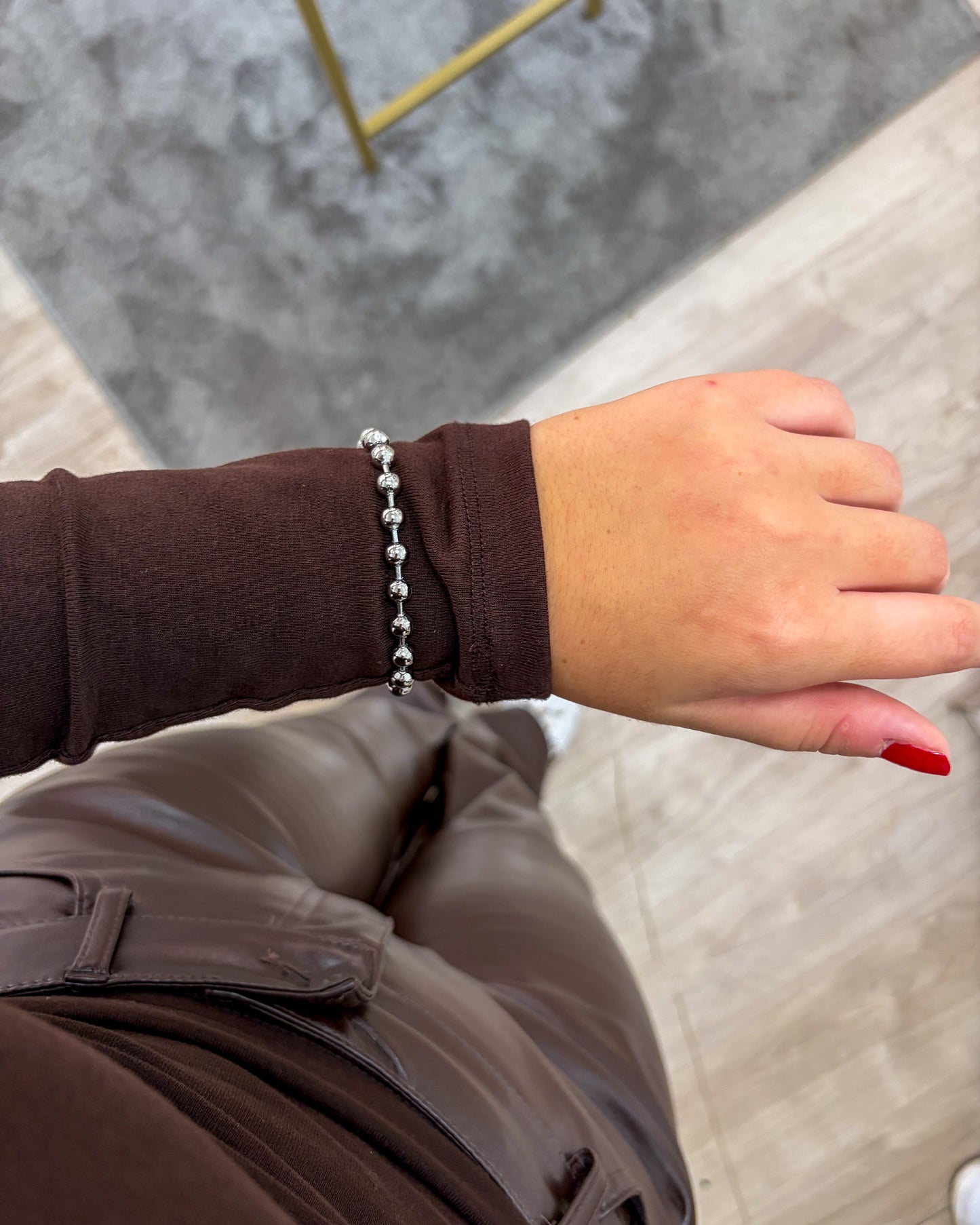 pulseira bolinhas dourado aço inox 316l