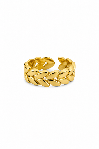Anel Ajustável Folhas Dourado ou Prateado