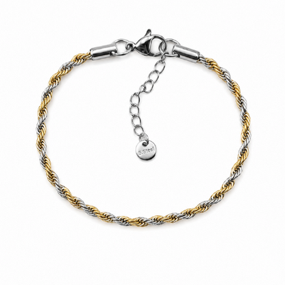 Pulseira Malha Torcida Fina Dourado, Prateado ou Mix