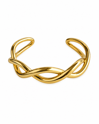Pulseira Rígida Entrelaçada Dourado ou Prateado