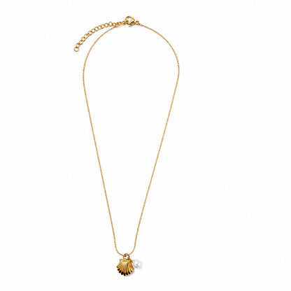 Colar Pendente e Pérola Dourado