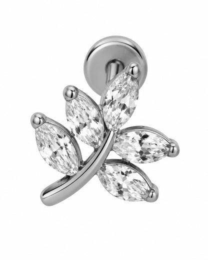 Piercing Folha Brilhante Dourado ou Prateado