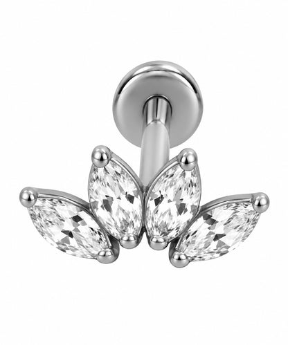 Piercing Curvo 4 Brilhos Dourado ou Prateado