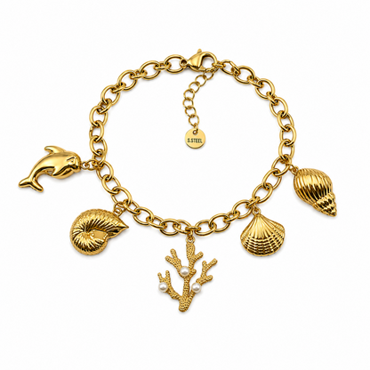 Pulseira Charms Coral Dourado