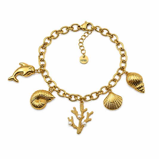Pulseira Charms Coral Dourado