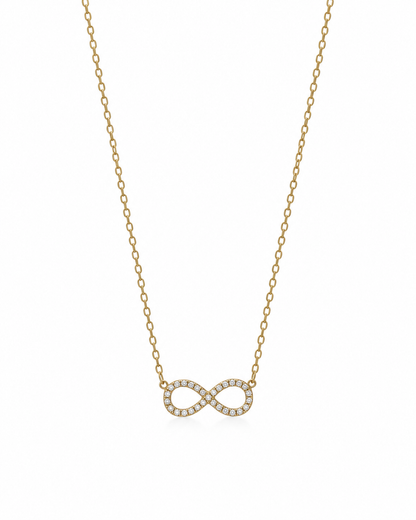 Colar Infinito Brilhantes Dourado