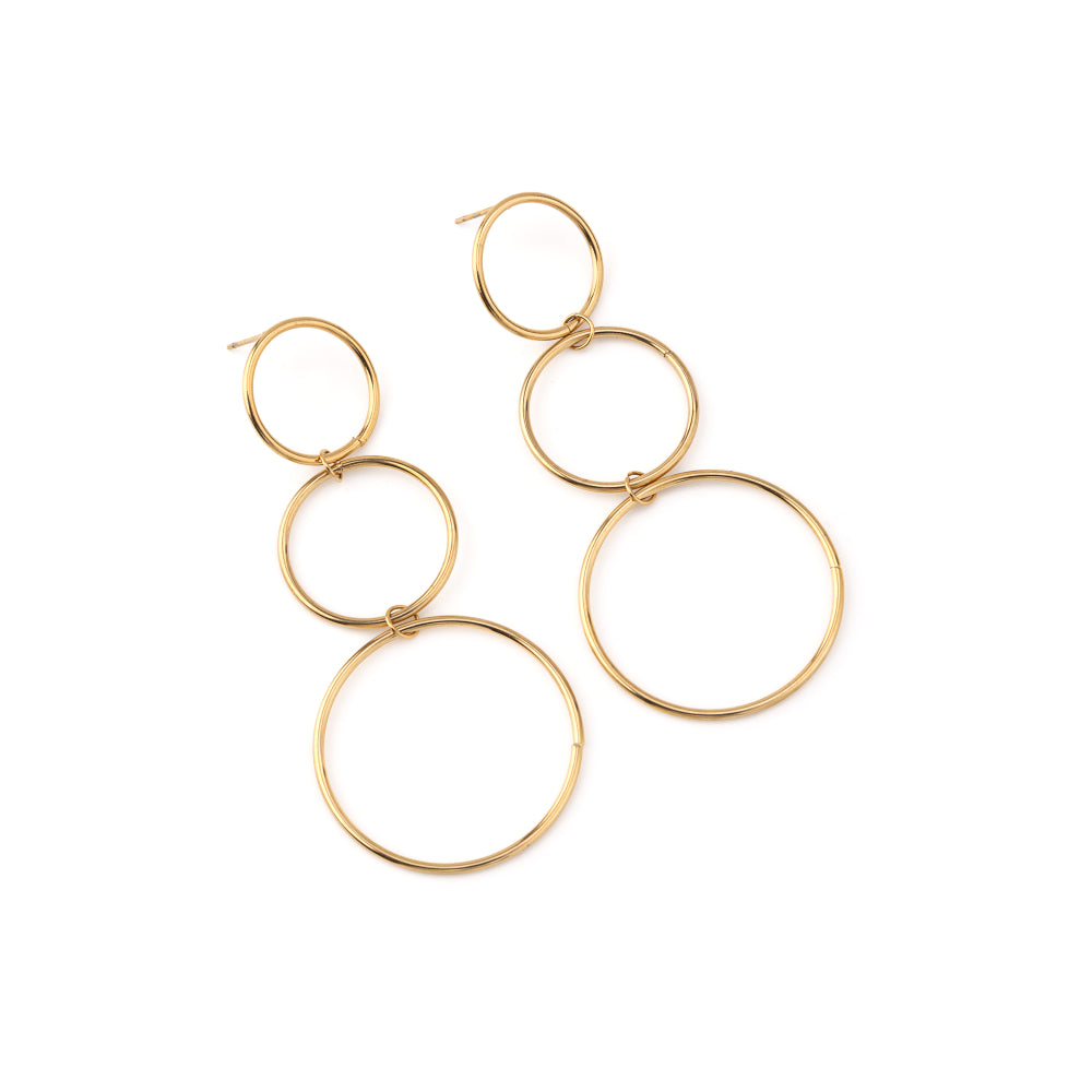 Brincos Círculos Compridos Dourado