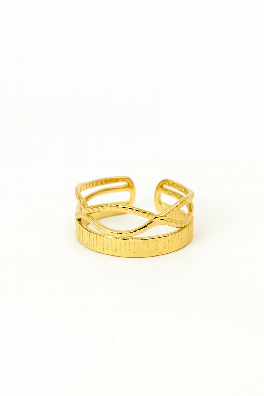 Anel Entrelaçado Ajustável | Dourado | Aço Inoxidável