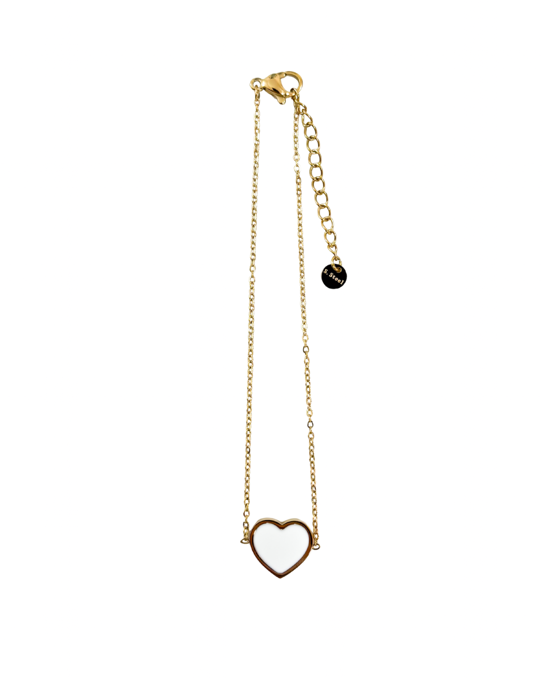 Pulseira Coração Branco Dourado