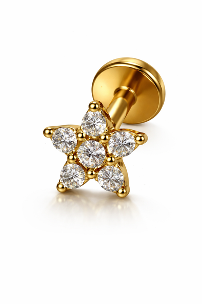 Piercing Flor Dourado ou Prateado