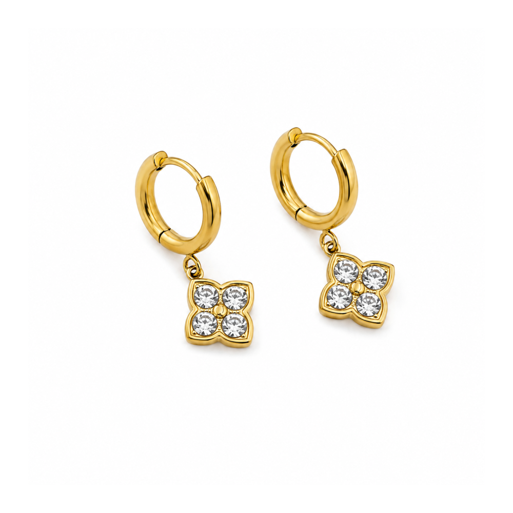 Brincos Argolas Mini Trevo Dourado ou Prateado