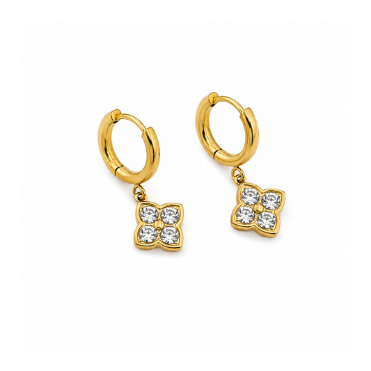 Brincos Argolas Mini Trevo Dourado ou Prateado