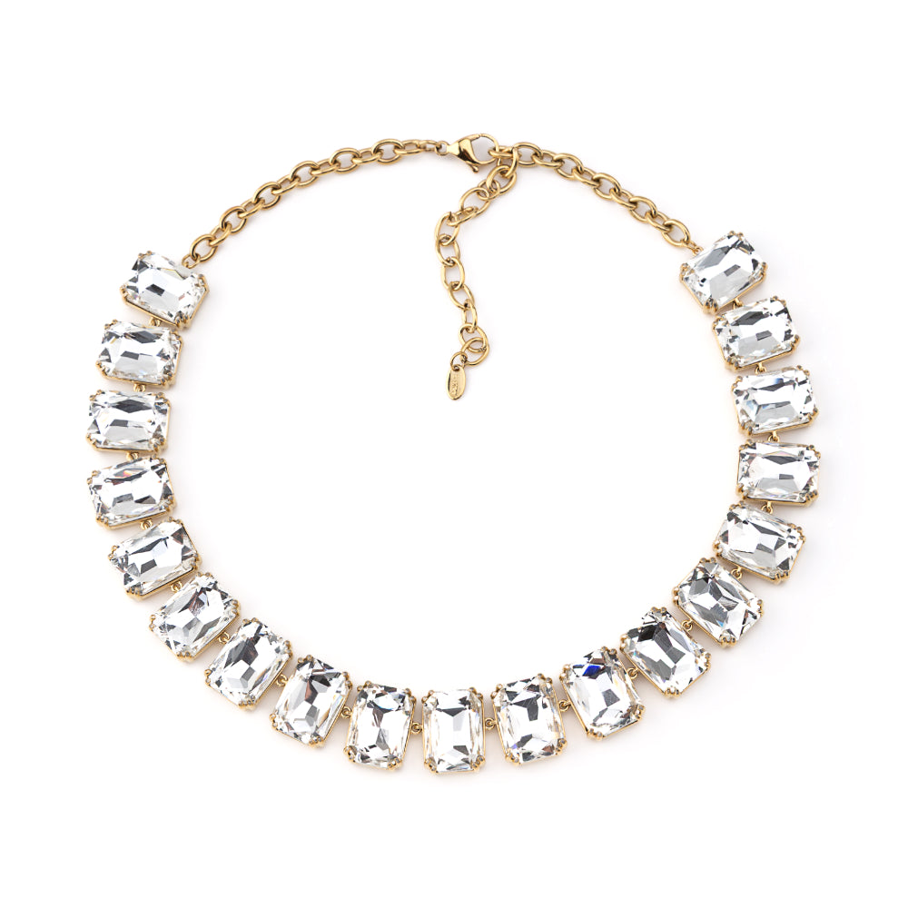 Colar Brilhantes Maxi Branco Vermelho ou Preto