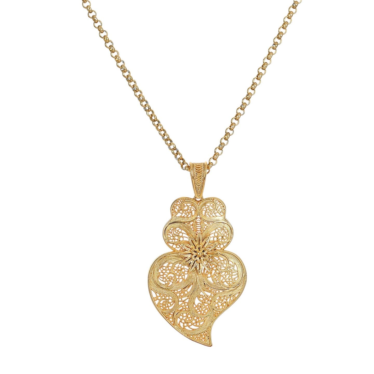 Colar Coração de Viana Banho de Ouro