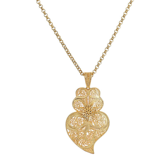 Colar Coração de Viana Banho de Ouro
