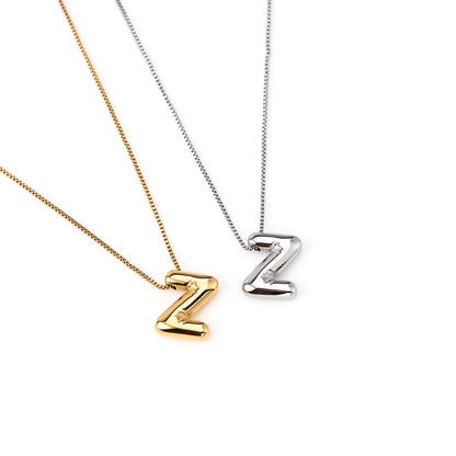 colar inicial bubble dourado aço inox 316l
colar letra Z
colar inicial bubble prateado aço inoxidável