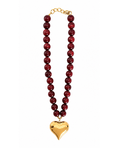 Colar Bubbles Coração Bordeaux ou Azul e Dourado