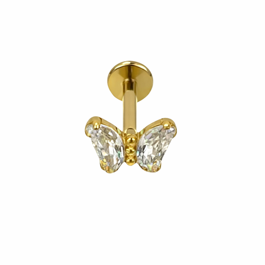 Piercing Borboleta Dourado ou Prateado