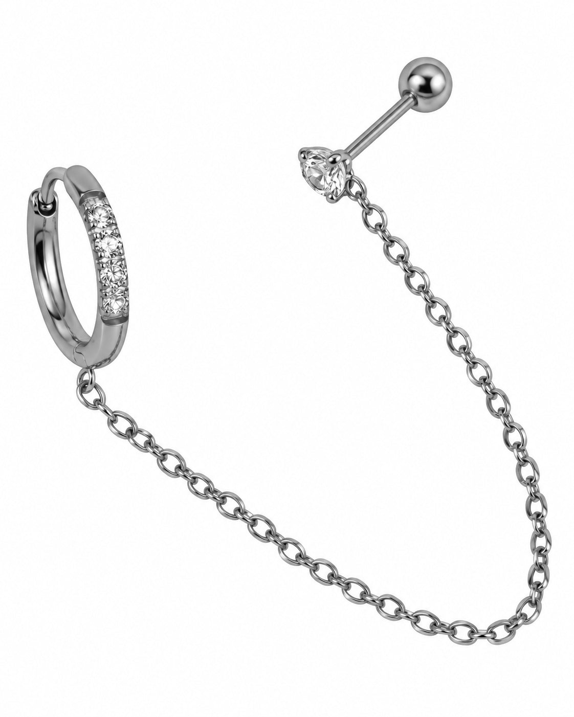 Piercing com Argola e Corrente Dourado ou Prateado