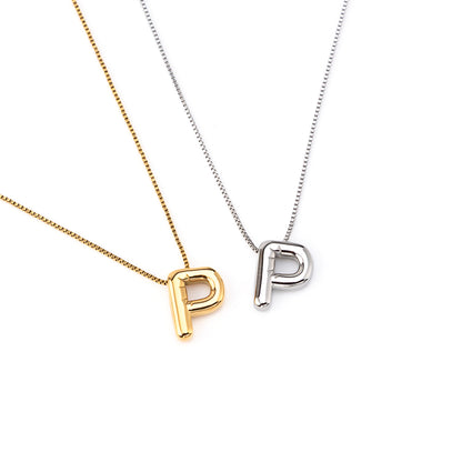 colar inicial bubble dourado aço inox 316l
Colar com letra P
colar inicial bubble prateado aço inoxidável