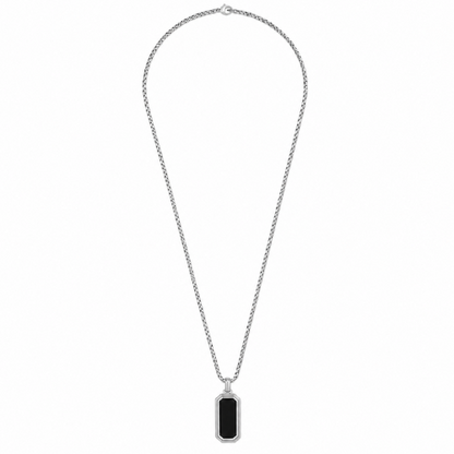 Colar Masculino Pendente Preto Dourado ou Prateado