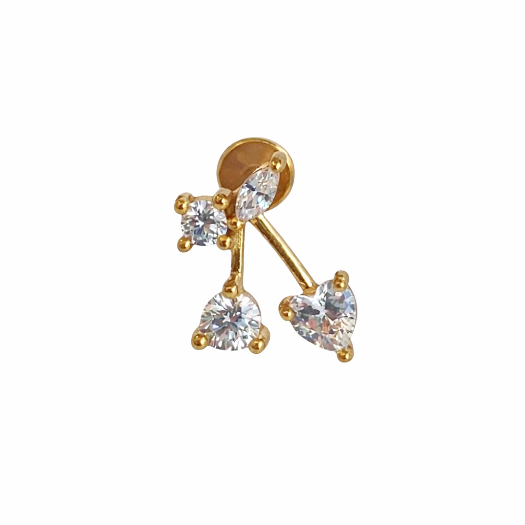 Piercing Cereja Dourado ou Prateadob