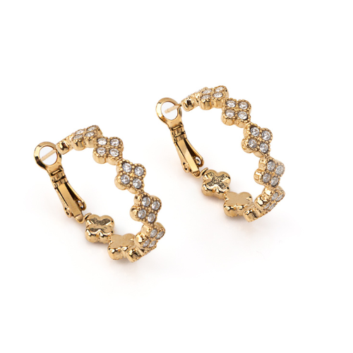 Brincos Trevos Brilhantes Dourado ou Prateado