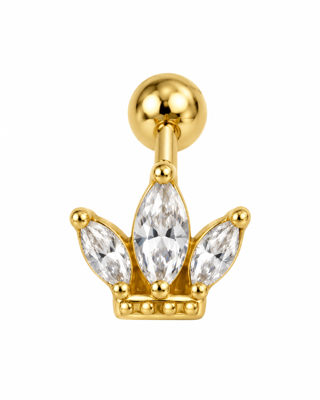 Piercing Coroa Brilhantes Dourado ou Prateado